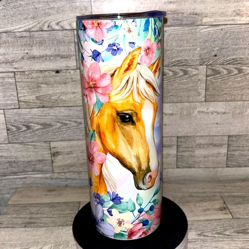 Horse Floral 20oz Stainless Steel Tumbler